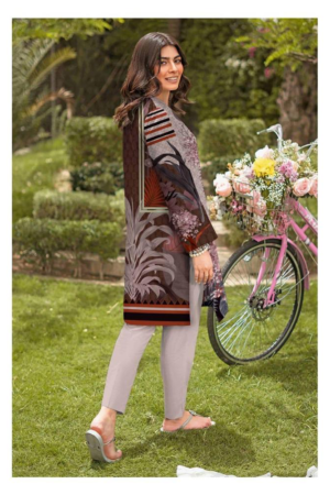 2 Pcs Amna.B Women Unstitched Linen Printed Suit