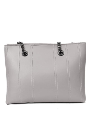 Women's PU Leather Embroidered Totebags Grey