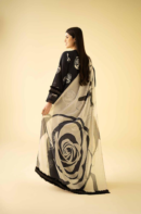 Black Karandi Digital Print 3-Piece Suit – Timeless Elegance and Modern Style