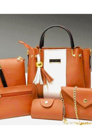 Women's Stylish PU Leather Hand Bag set - 5 Pcs